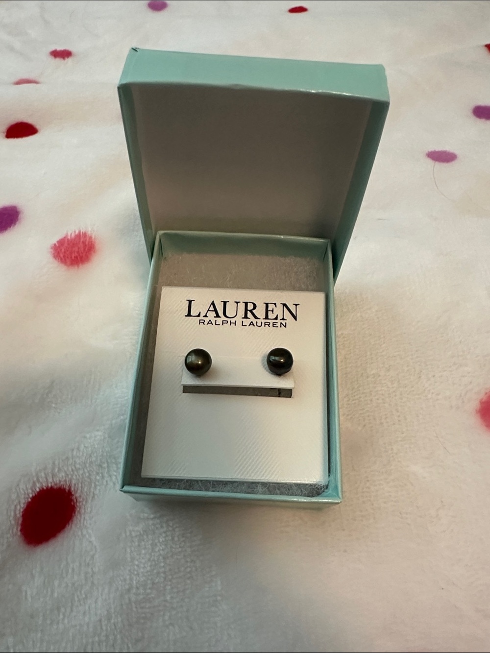 NWT Lauren Ralph Lauren Dark Pearl Stud Earrings